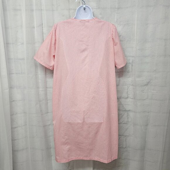 Dreamcrest Pink Gingham Pearl Snap House Dress Nightgown Lounge M - Picture 9 of 14